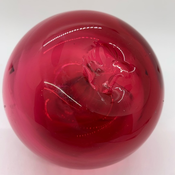 Vintage Angelo Rossi Hand Blown Cranberry Glass Apple - Picture 9 of 9